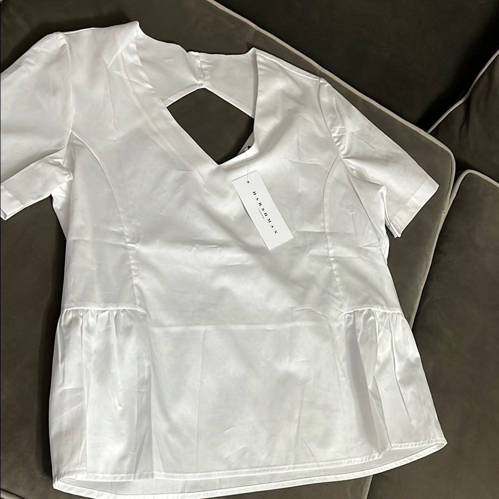 MARELLA White Short Sleeve Peplum Blouse